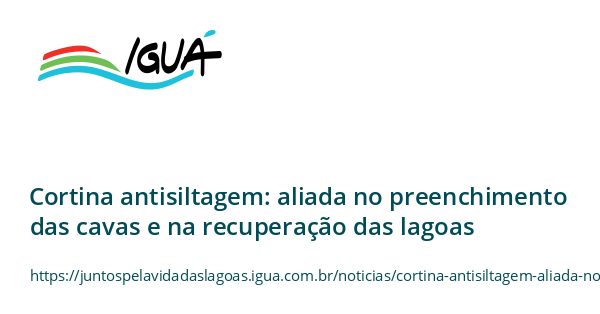 Cortina antisiltagem: aliada no preenchimento das cavas e na ...